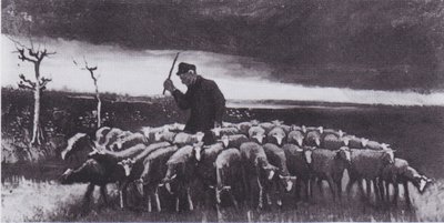 Hirte mit Schafsherde (Nach dem Gewitter) von Vincent van Gogh